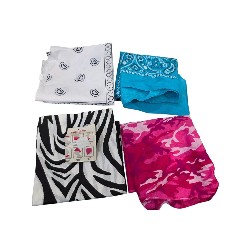 Lucky 7 Paisley Tiger Camo Bandana Lot Of 4